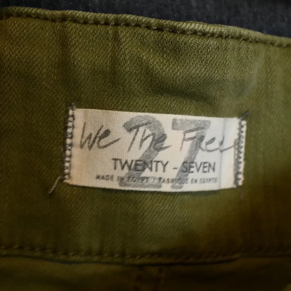 We the Free Women's 27 (26x31) Jayde Olive Green High Rise Flare Jeans